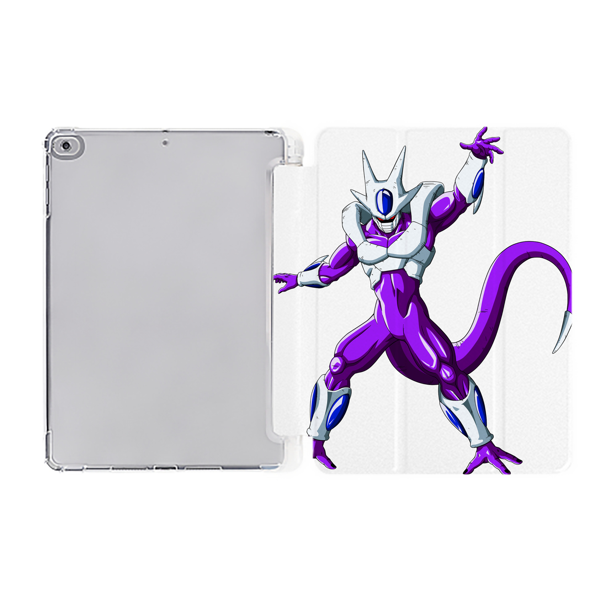 （画像用） ドラゴンボール クウラ DRAGON BALL Cooler Coora IPad ケース ペン収納付き 三つ折りスタンド PUレザー×シリコン 対応機種9.5/10.5/10.9インチ